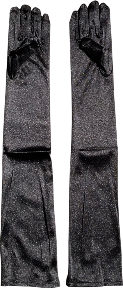 Black Satin Long Gloves One Size