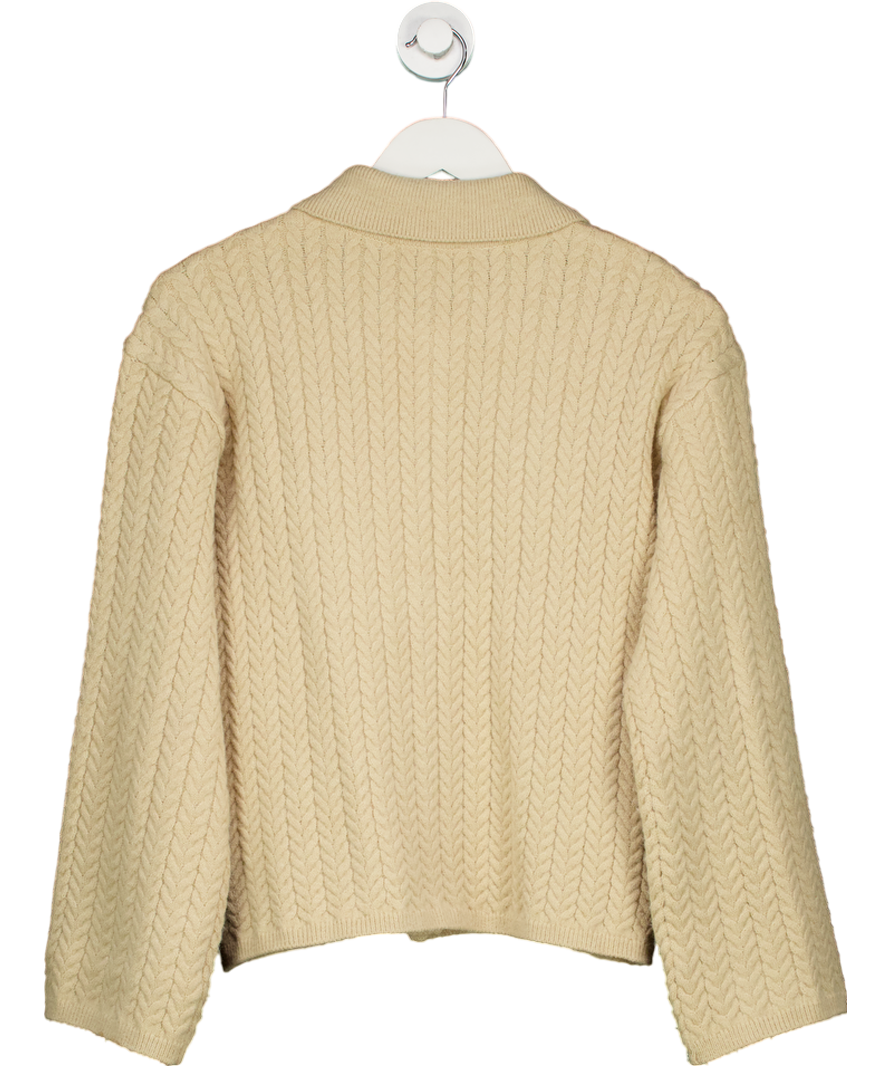 NA-KD Beige Cable Knitted Cardigan UK S