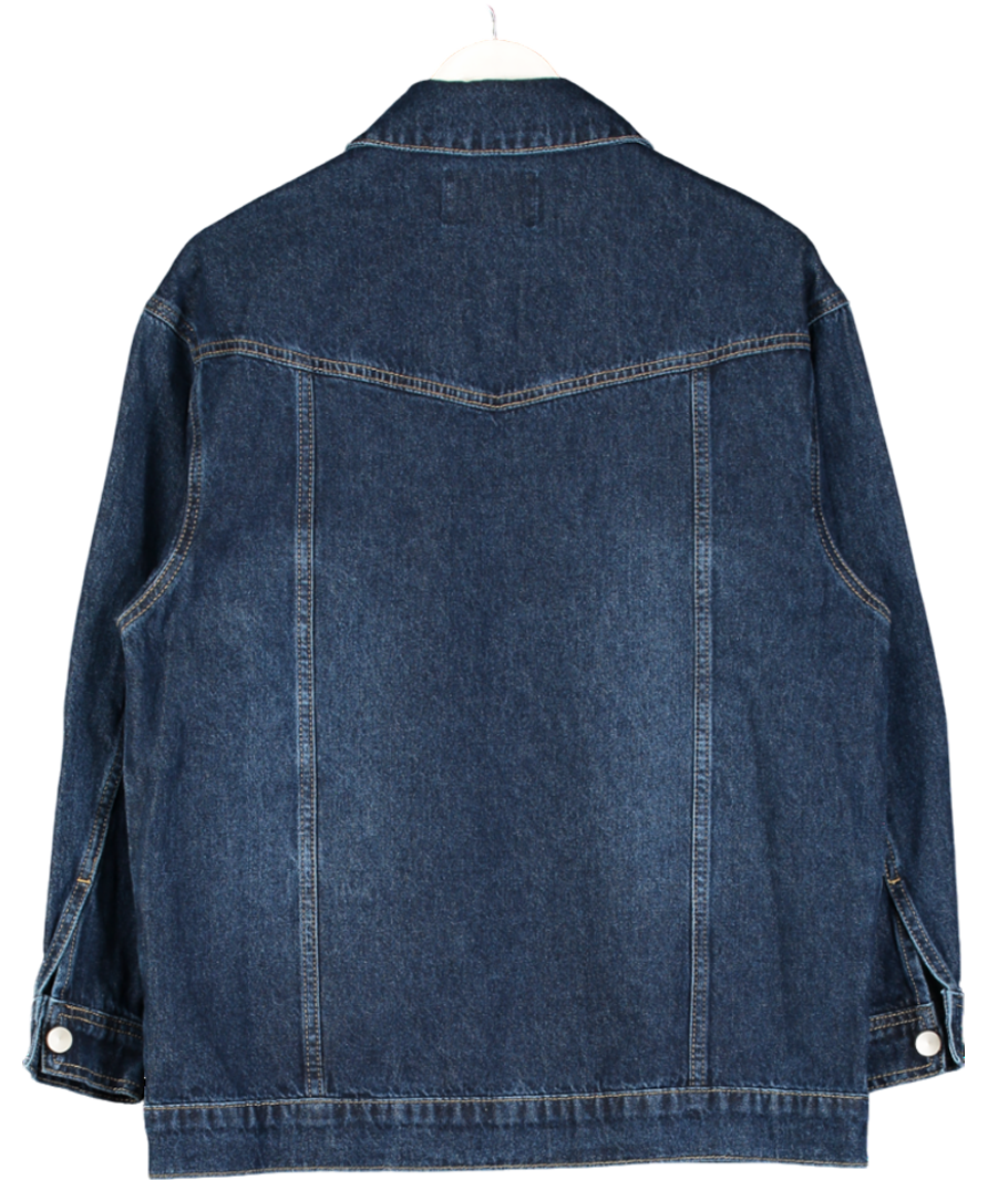 2be4A Blue Large Pocket Detailed Oversize Denim Jacket UK S