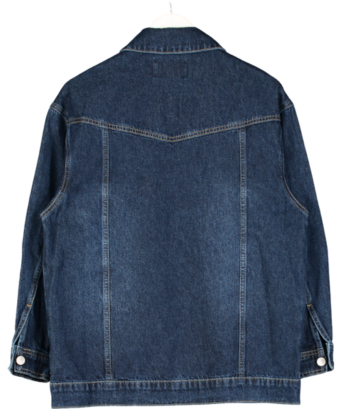 2be4A Blue Large Pocket Detailed Oversize Denim Jacket UK S