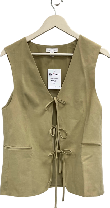 Topshop Beige Tie-Front Waistcoat top UK 8