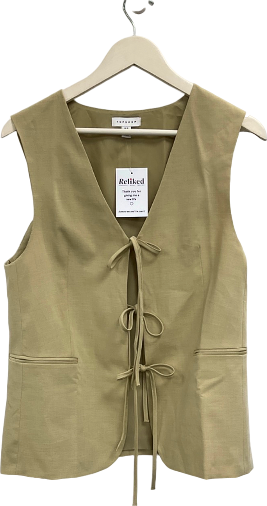 Topshop Beige Tie-Front Waistcoat top UK 8