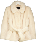 ZARA Cream Faux Fur Belted Coat Zw Collection UK L