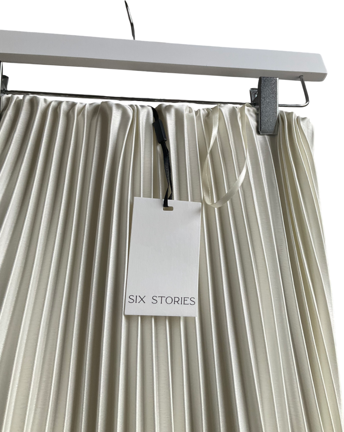 six stories White Ella Pleated Satin Bandeau Maxi Dress UK 6