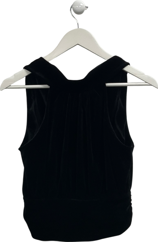 All Saints Black Bellatrix High Neck Velvet Top UK 8