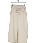 MANGO Cream Denim Belted Midi Skirt UK XS