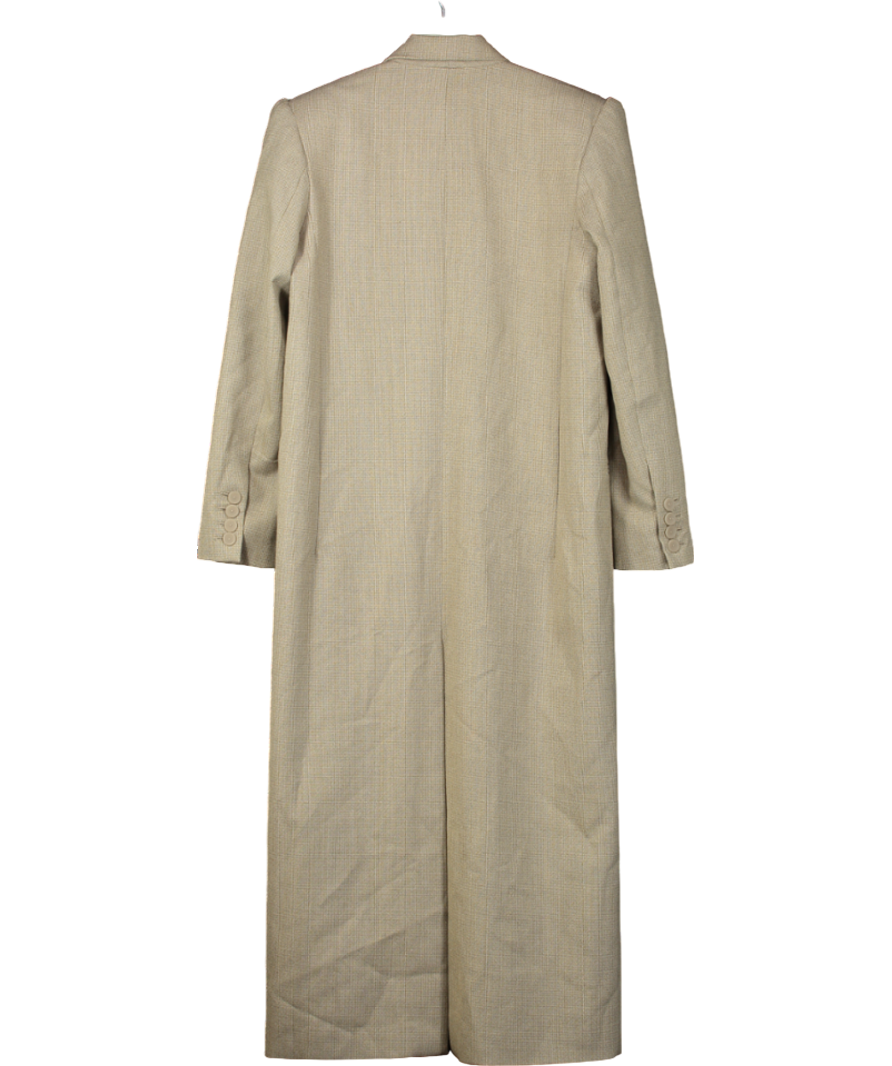 Christopher Esber Beige Fine Wool Mini Houndstooth Long Coat UK 6