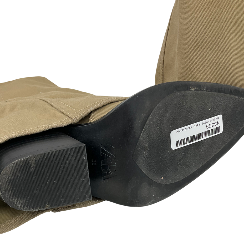 ZARA Cream Heeled Gaiter Boots UK 5 EU 38 👠