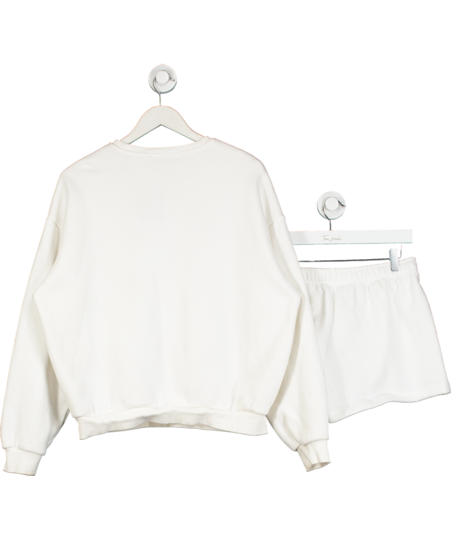 Edikted White 2-piece Cali Bow Sweatshirt And Shorts Set UK S