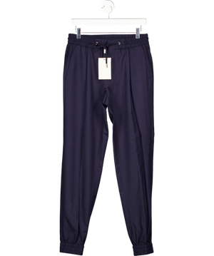 SuitSupply Blue Navy Blue Pure Wool Ames Drawstring Trousers W30