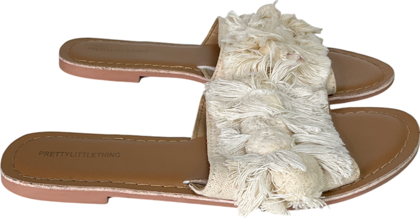 PrettyLittleThing Cream Tassel Sandals UK 4 EU 37 👠