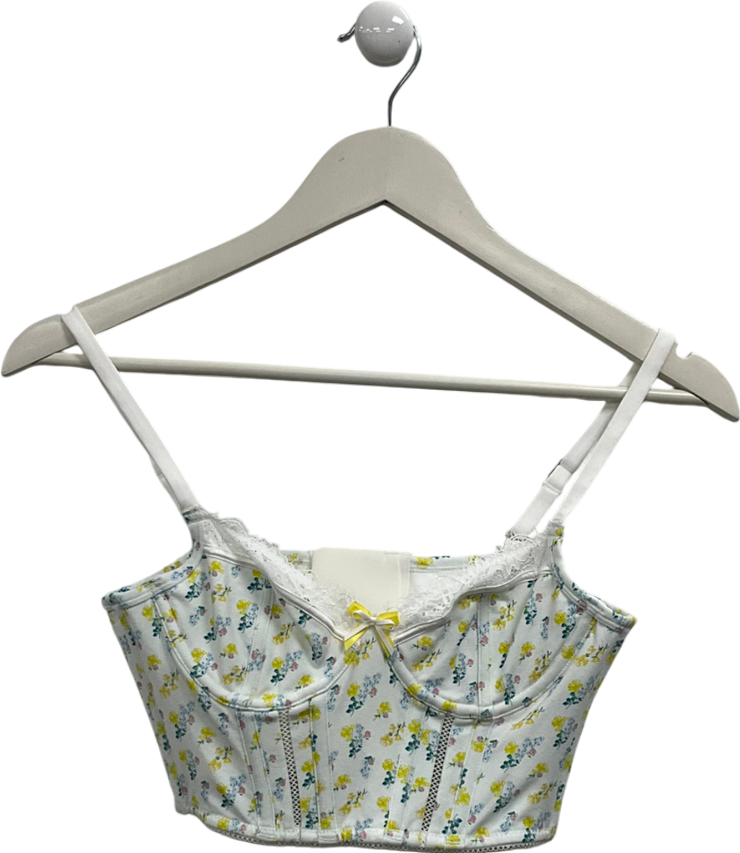 Lounge Underwear White Floral Print Cropped Cami UK 32A