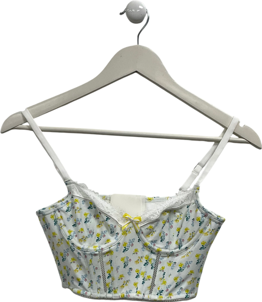 Lounge Underwear White Floral Print Cropped Cami UK 32A