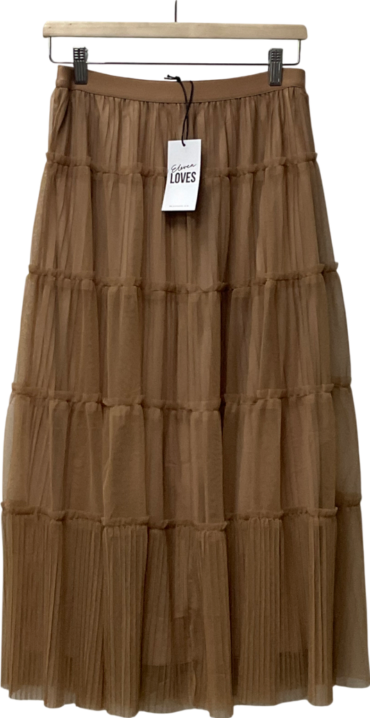 Eleven Loves Brown Pearl Pleated Tulle Skirt (caramel) UK S/M