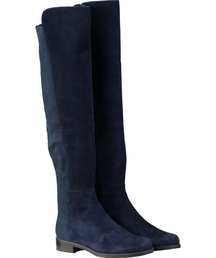 Stuart Weitzman Navy Blue Suede Knee High Boots UK 4 EU 37 👠