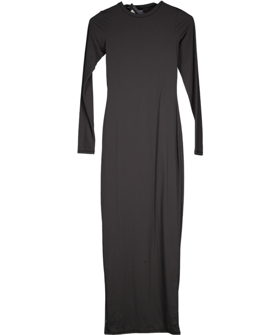 SKIMS Black Fits Everybody Crew Neck Long Sleeve Dress UK M