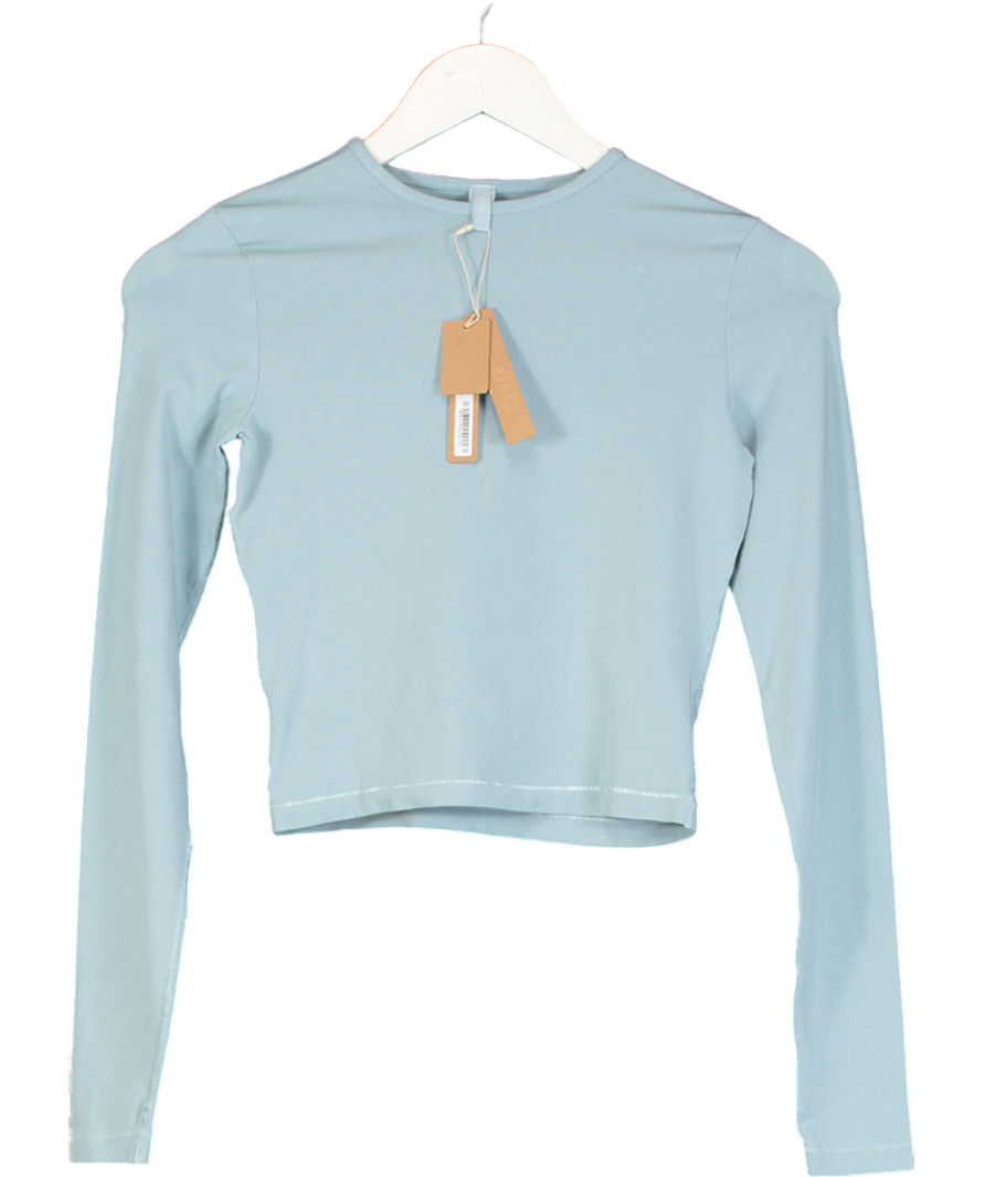 SKIMS Blue New Vintage Cropped Long Sleeve T-shirt UK XS