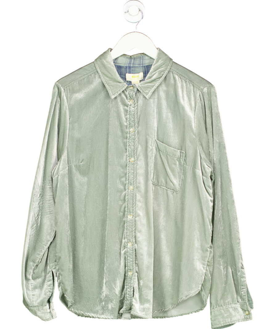 Anthropologie Maeve Green Velvet Button Down Blouse UK 16