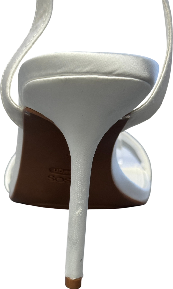 ASOS Barely There Heeled Sandals In Ivory White Satin UK 6 EU 39 👠