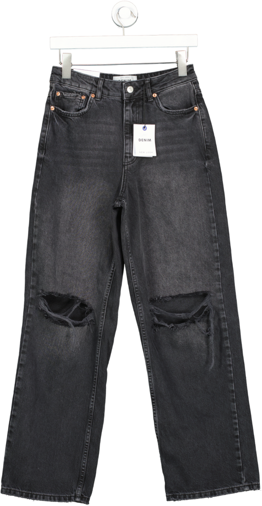 New Look Black Ripped Baggy Mom Jeans UK 10
