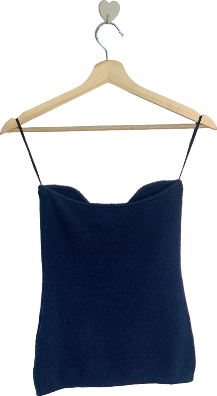 Nanushka Navy Blue Velvet Strap Top UK 6