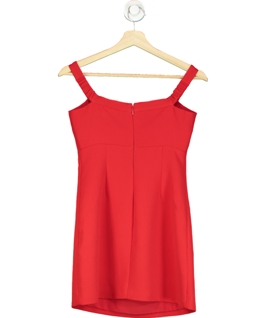 Self-Portrait Red Crepe Crystal Bow Mini Dress UK 6