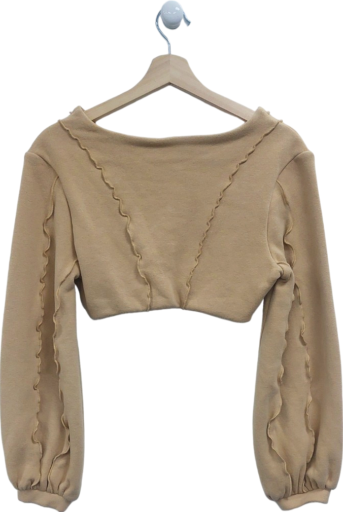 Oh Polly Beige Cropped Sweater UK 10