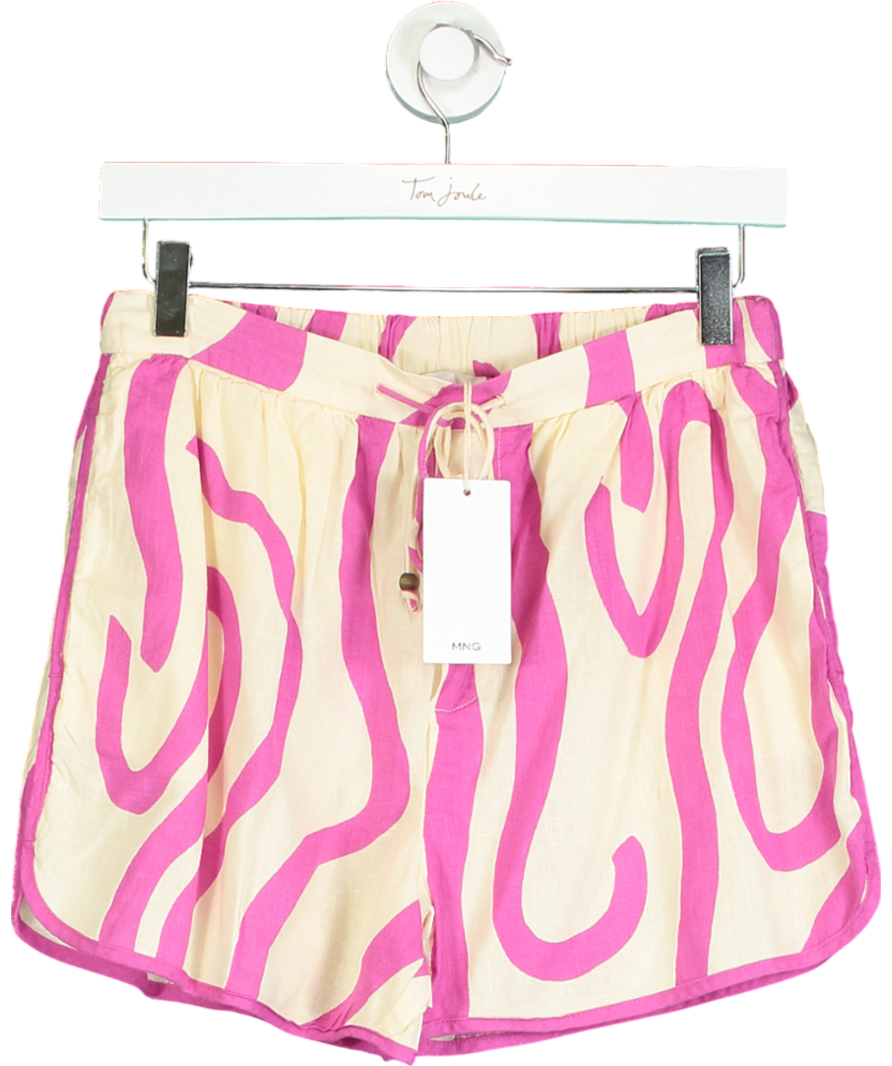 MANGO Pink Printed Linen ShortS UK S