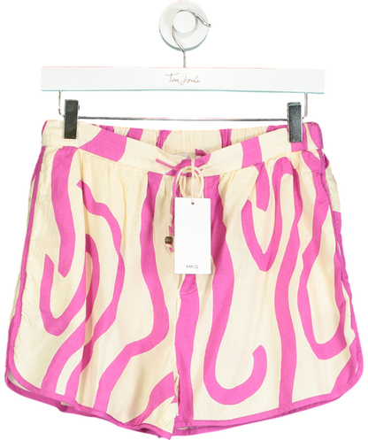 MANGO Pink Printed Linen ShortS UK S