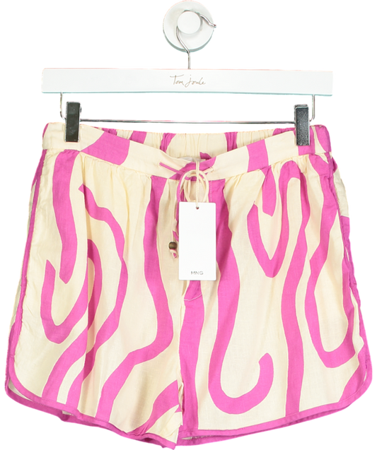 MANGO Pink Printed Linen ShortS UK S