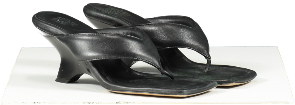 GIA BORGHINI Black Leather Thong Sandals UK 6.5 EU 39.5 👠