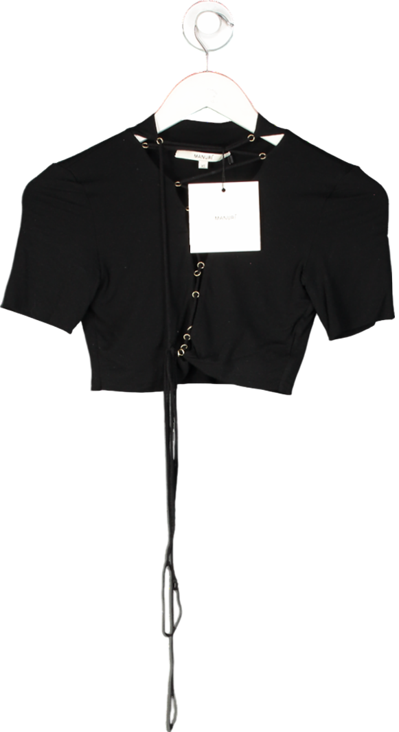 manuri Black Jamie Cashmere-blend Crop Top UK XS