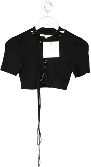 manuri Black Jamie Cashmere-blend Crop Top UK XS