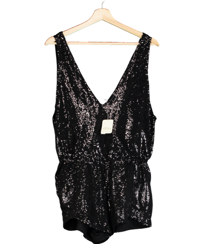 Free People Black High Shine Sequin One-piece UK S