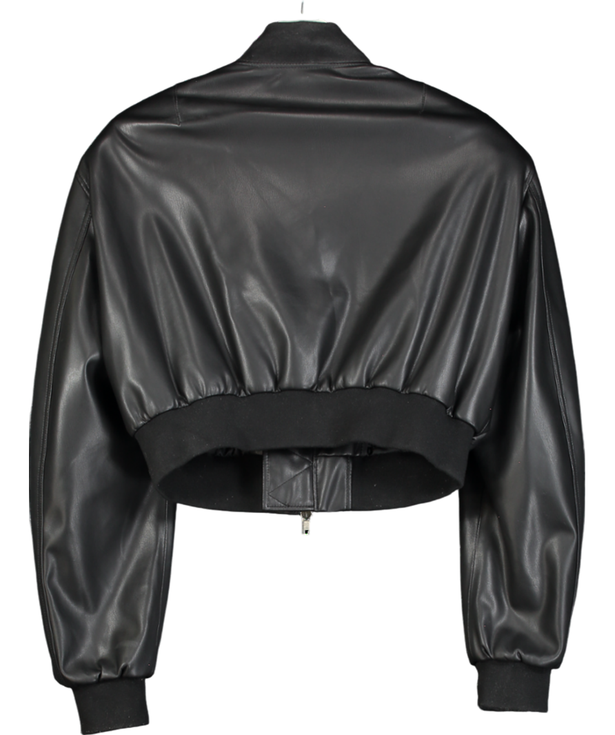 The Frankie Shop Black (a&d Seoul) Sille Cropped Leather Bomber Jacket UK S