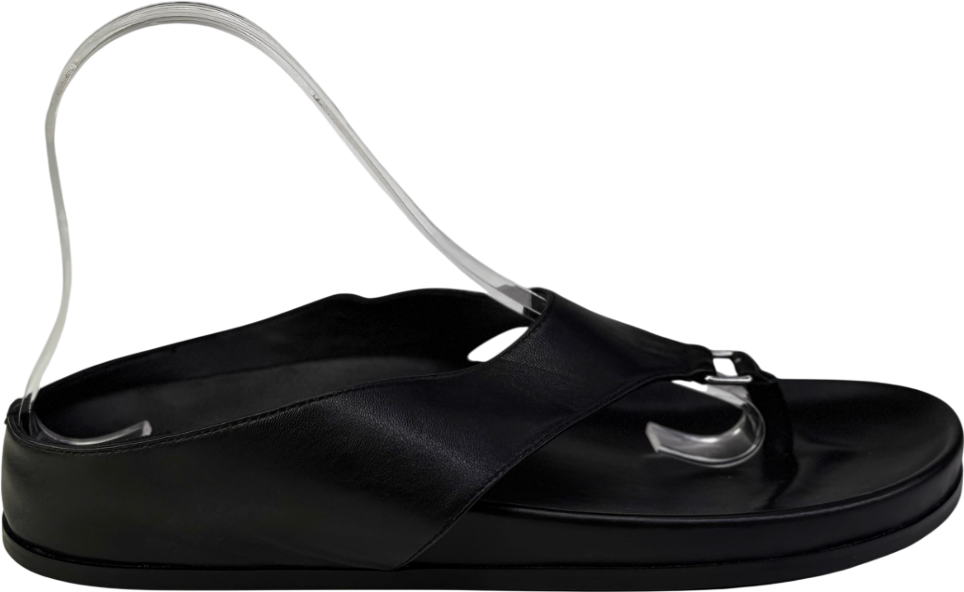 REBE Black Leather Footbed Antonia Slide Sandal UK 6 EU 39 👠