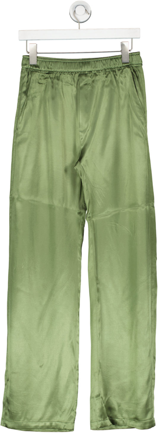 ZARA Green Satin Trousers With Ties UK XS
