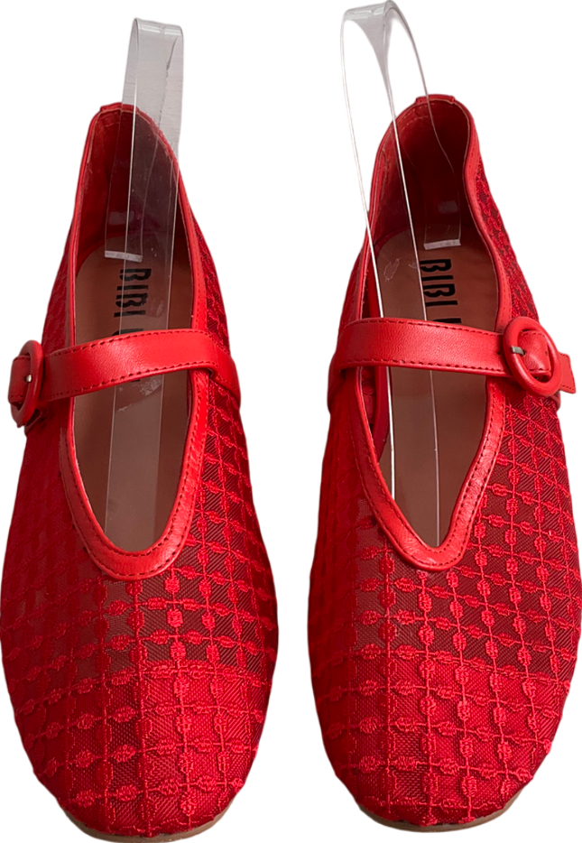 Bibi Lou Red Liana Floral Mesh Mary Jane Pump UK 7 EU 40 👠