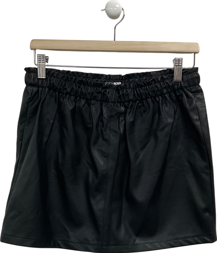 Fashion Nova Black Faux Leather Shorts UK M