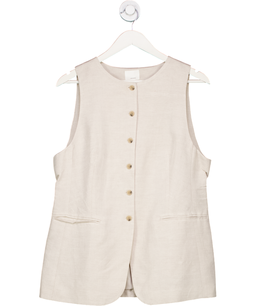 H&M Beige Long Suit Waist Coat UK 18