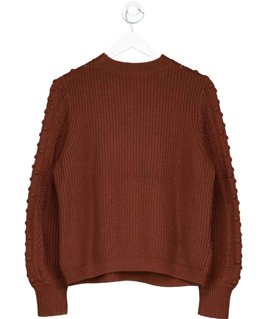 Sezane Chocolate Brown Wool Blend Jumper UK M