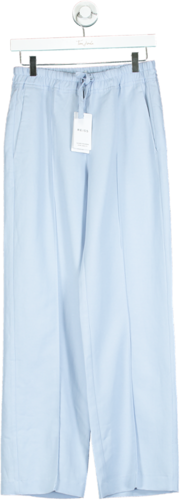 REISS Blue Linen Blend Pull On Trousers UK 6