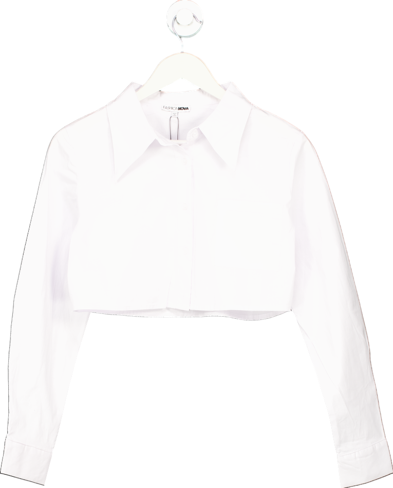 Fashion Nova White Poplin Shirt UK M