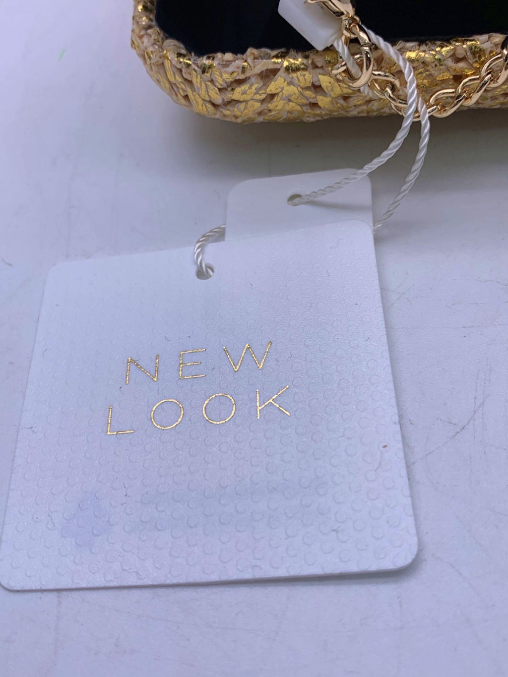 New Look Gold Metallic Raffia Box Bag One Size