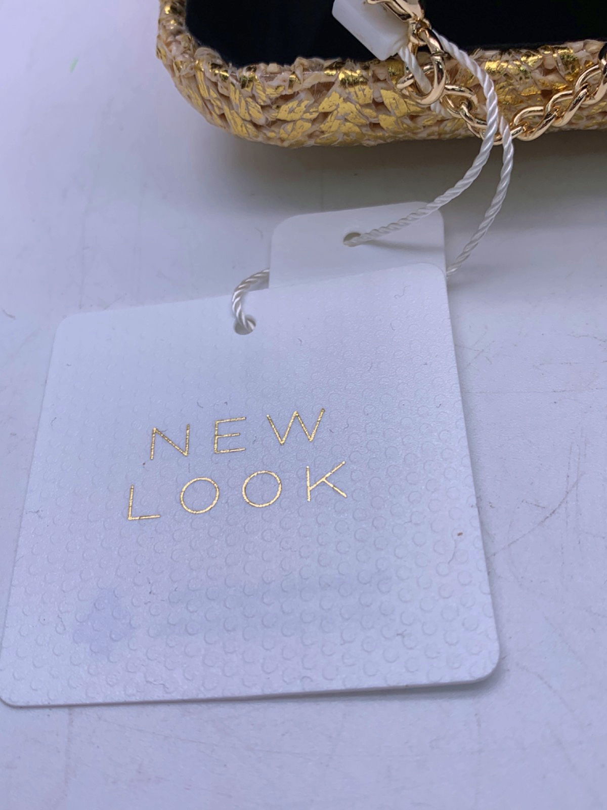 New Look Gold Metallic Raffia Box Bag One Size