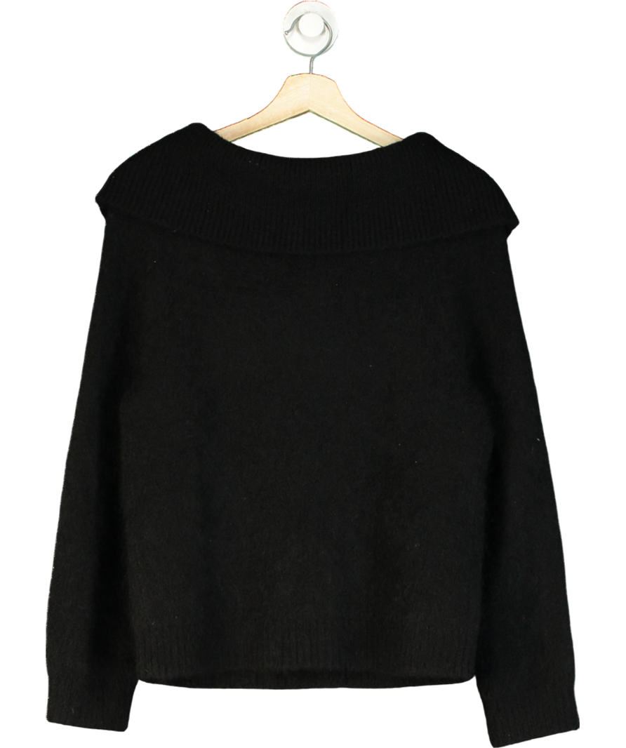 Sezane Black Off The Shoulder Fold Over Jumper UK M