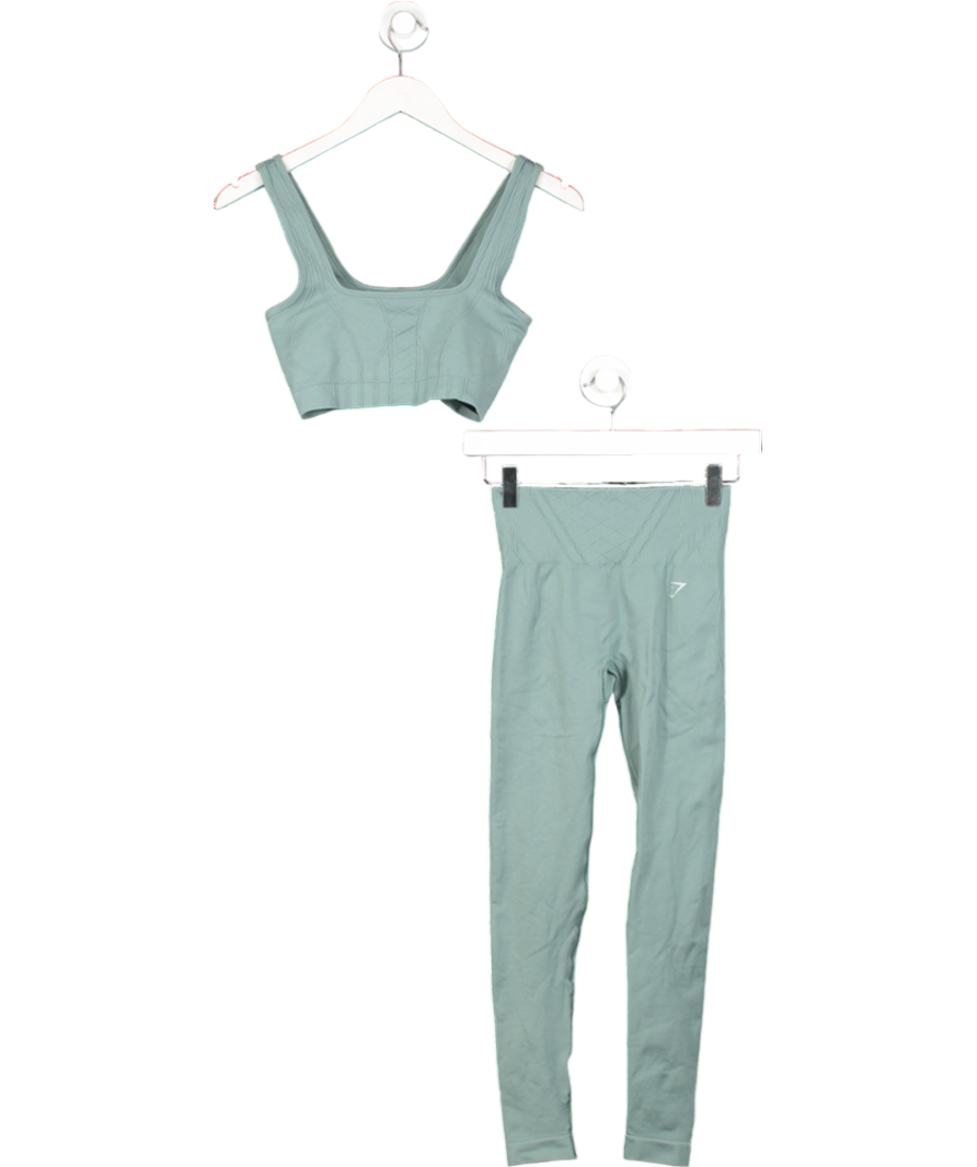 gymshark Green 2-piece Crop Top And Activewear Leggings UK XS/S