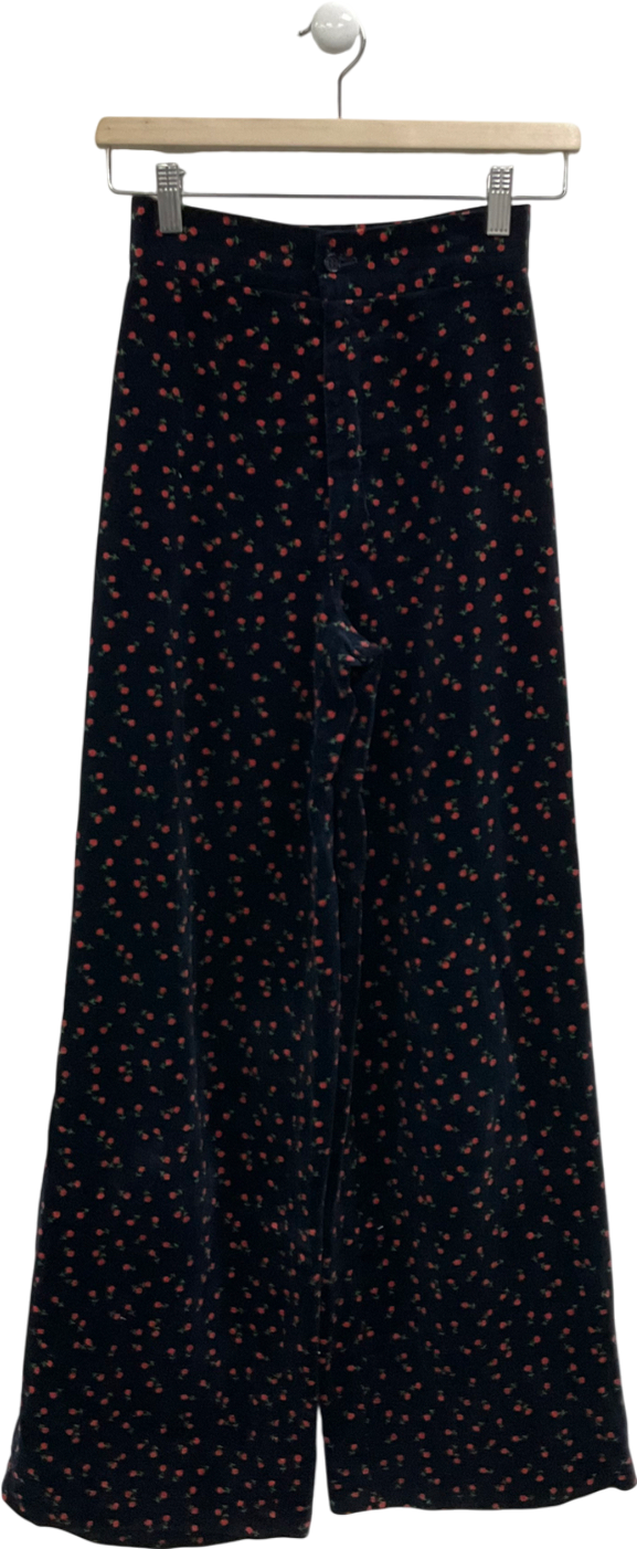 Stirling Cooper Blue Floral Print Wide Leg Trousers UK XXS