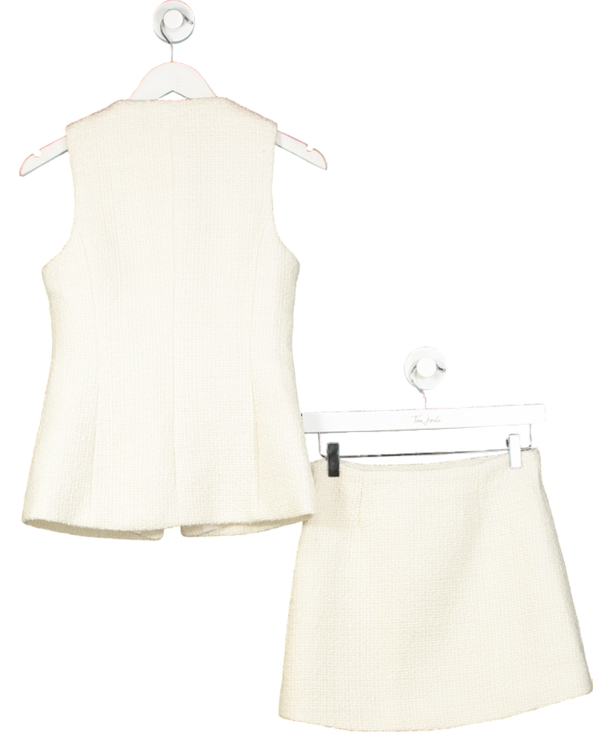 Meshki Cream 2-piece Camilla Boucle Sleeveless Waistcoat And Mini Skirt Suit -top Uk S /skirt UK XS