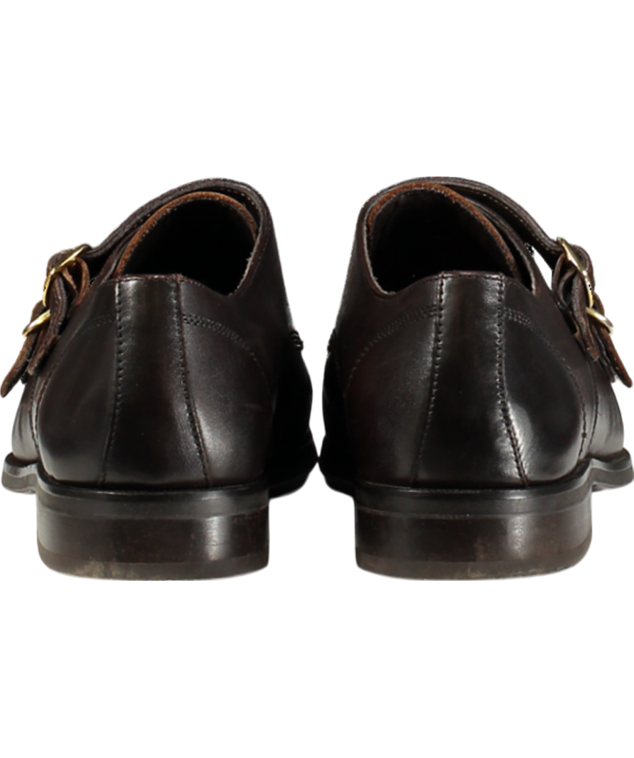 REISS Leather Double Monk Strap Shoes In Dark Brown UK 9 EU 43 👞